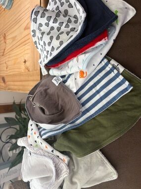 Assorted Kids Bandana Bibs - Multi-Color (Striped, Olive, Navy, Gray)